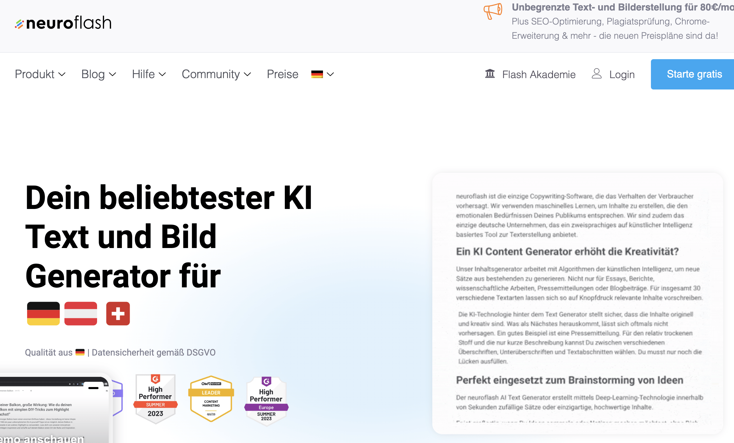 bester deutscher KI-Textgenerator: Neuroflash